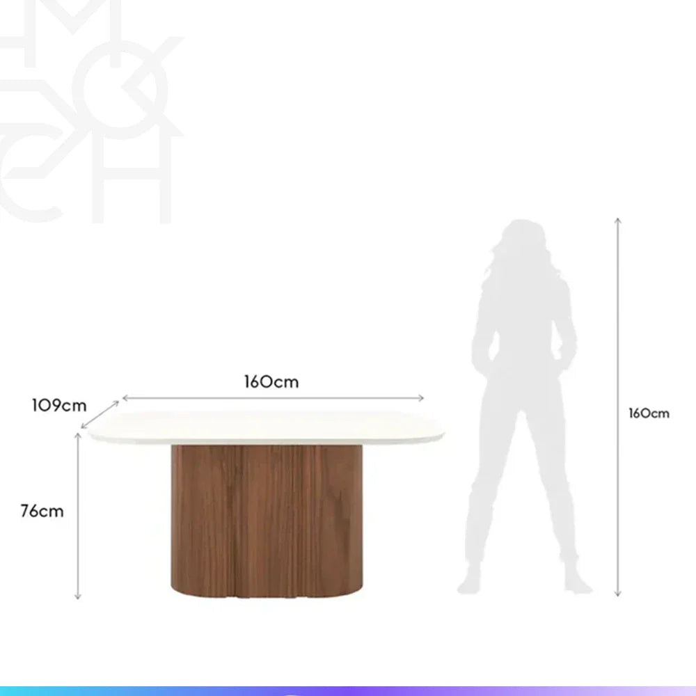 Conjunto de Jantar Mesa Retangular com Vidro Kalina 6 Cadeiras Saga - Canella c/ Cru