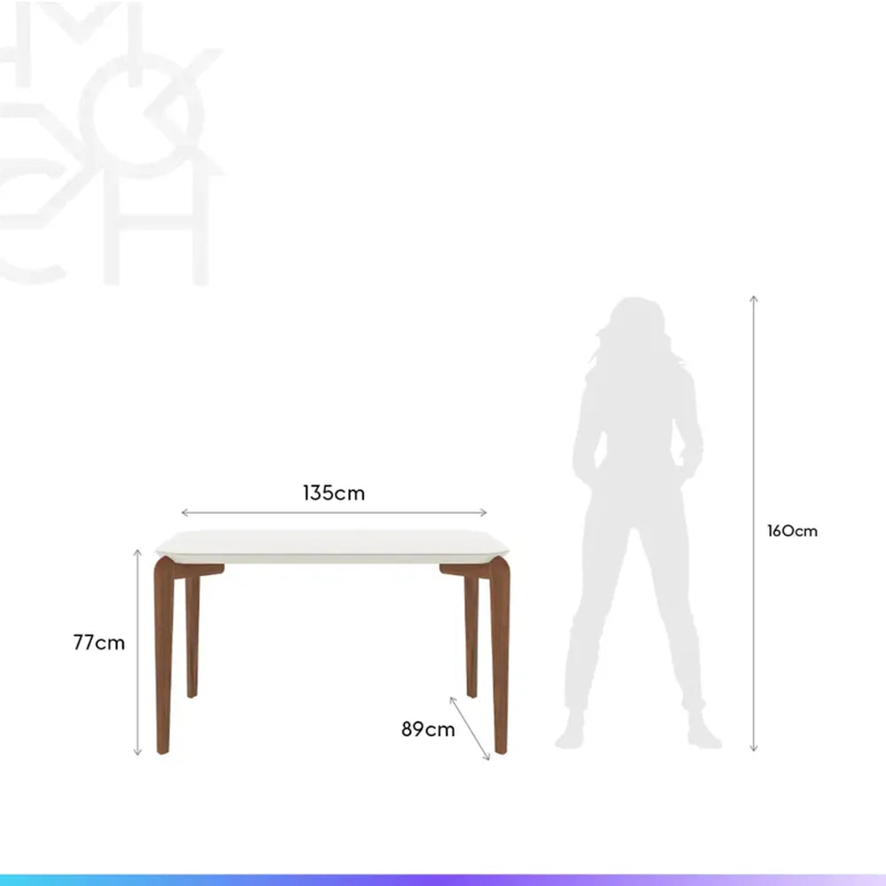 Conjunto de Jantar Mesa Retangular com Vidro Donatella 4 Cadeiras Kalina - Natural c/ Off White