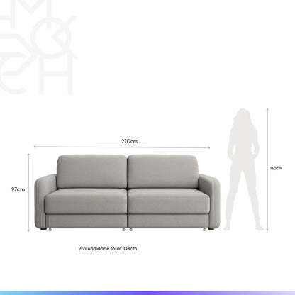 Sofá Cama Retrátil e Reclinável 4 Lugares Hudson 270 cm
