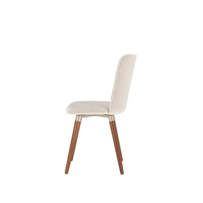Conjunto de 2 Cadeiras Giratória de Madeira Maciça Estofada Dakota - Natural c/ Linho Off White - Champanhe