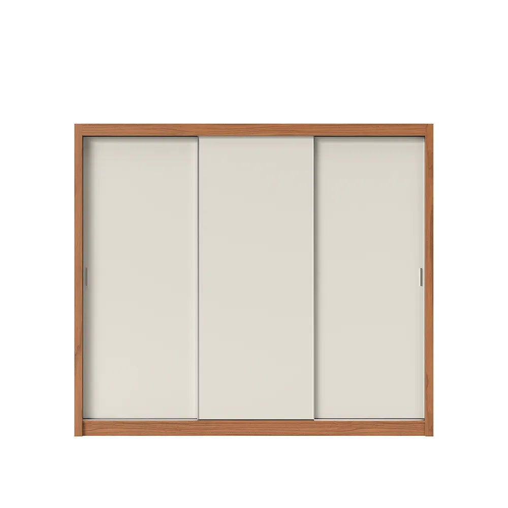 Guarda-Roupa Casal 3 Portas de Correr 8 Gavetas Montclair 275 cm - Canella c/ Off White Fosco