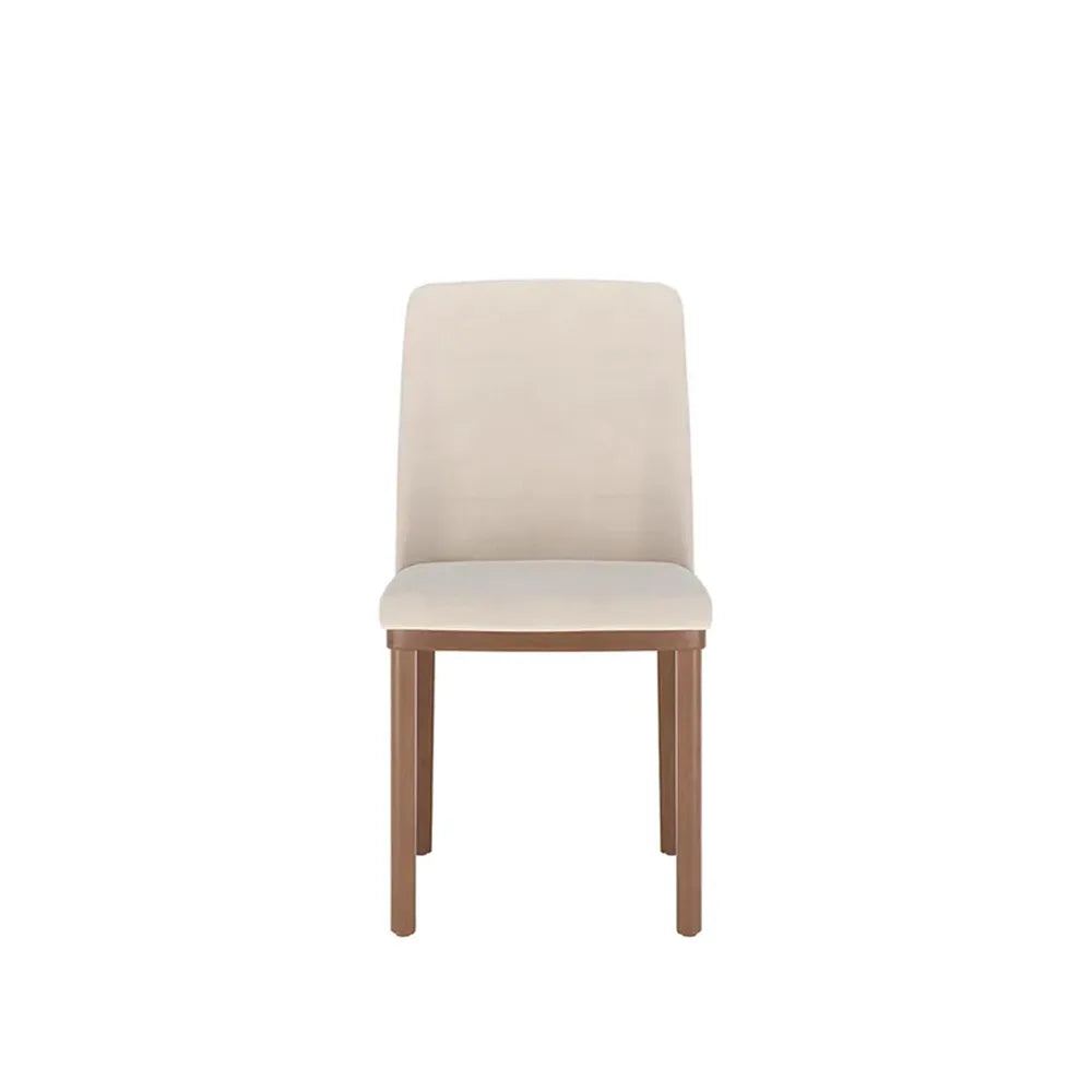 Conjunto de Jantar Mesa Redonda com Vidro 6 Cadeiras Kalina - Canella c/ Off White