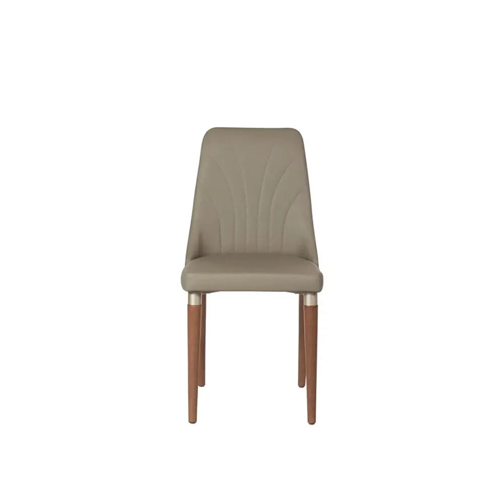 Conjunto de Jantar Mesa Redonda com Vidro Cloe 4 Cadeiras Lara - Champanhe c/ Off White - Fendi