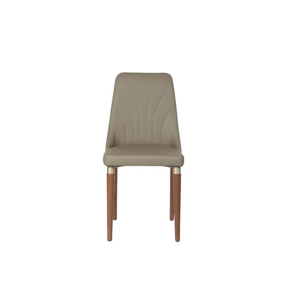 Conjunto de Jantar Mesa Redonda com Vidro Cloe 4 Cadeiras Lara - Champanhe c/ Off White - Fendi