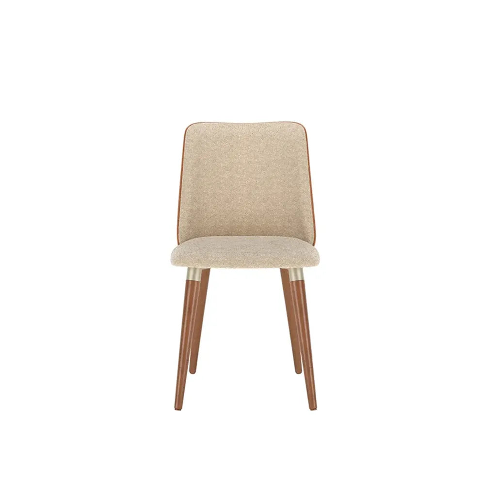 Conjunto de Jantar Mesa Retangular com Vidro Lintz com 8 Cadeiras Dakota - Off White c/ Caramelo