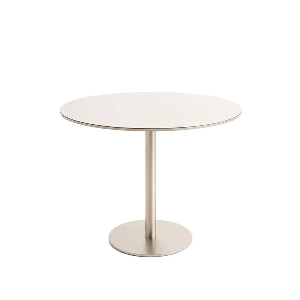 Conjunto de Jantar Mesa Redonda com Vidro Cloe 4 Cadeiras Lara - Champanhe c/ Off White - Fendi