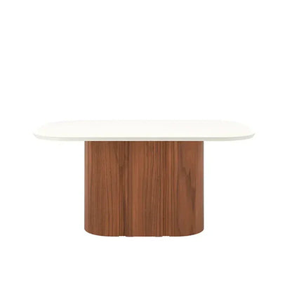 Conjunto de Jantar Mesa Retangular com Vidro Kalina 6 Cadeiras Saga - Canella c/ Cru