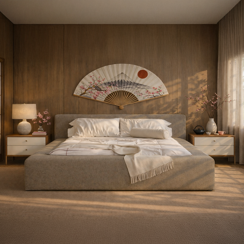 Cama Estofada King com Cabeceira Nora - Linho Fendi
