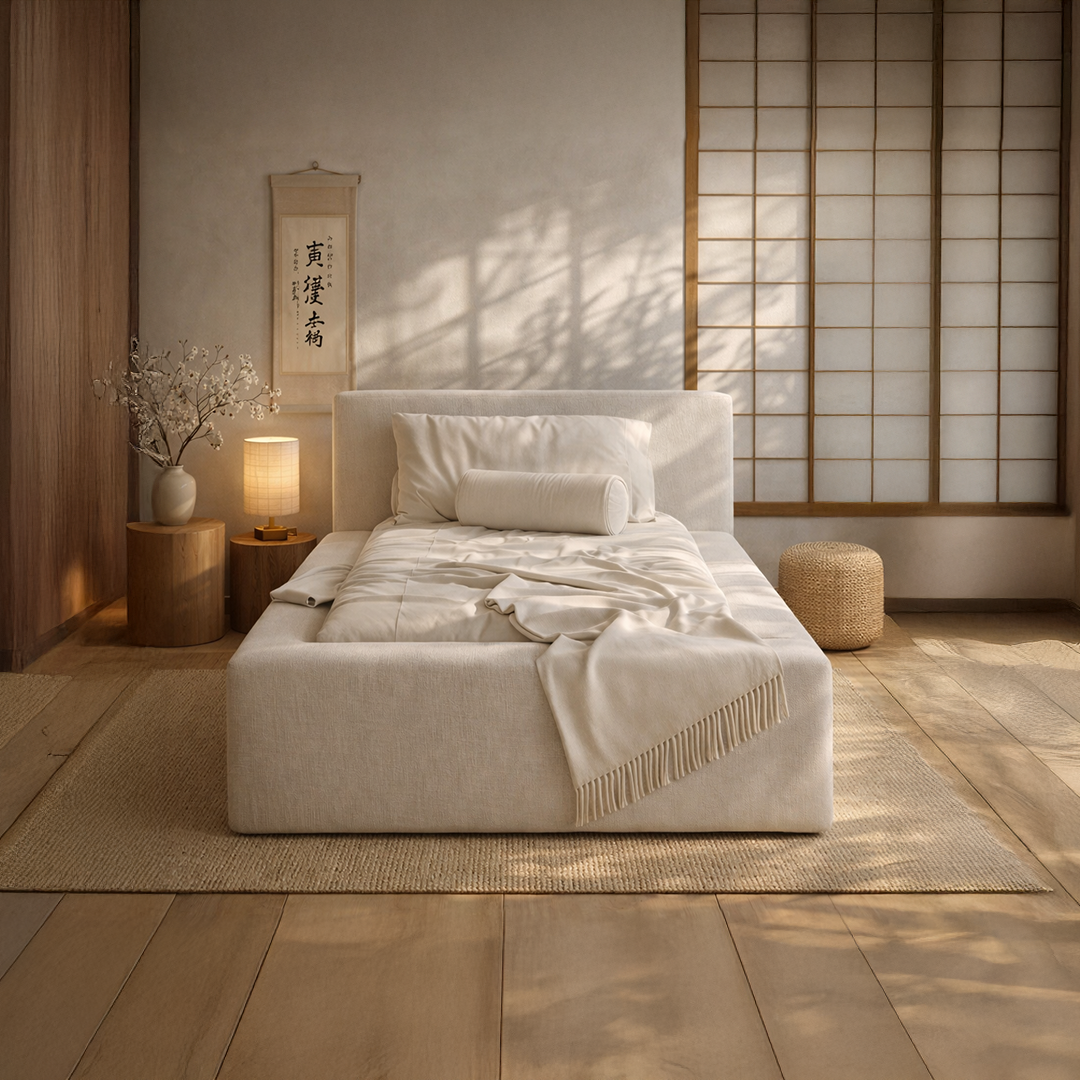 Cama Estofada de Solteiro com Cabeceira Nora