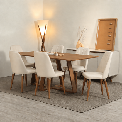 Conjunto de Jantar Mesa Retangular Avena 6 Cadeiras Lara