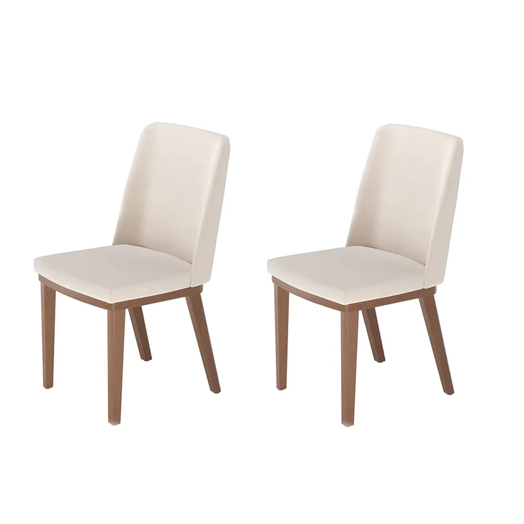Conjunto de 2 Cadeiras de Madeira Maciça Estofada Kalina