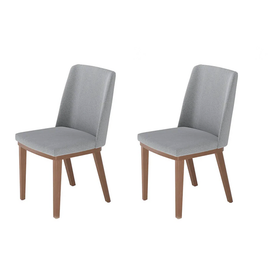 Conjunto de 2 Cadeiras de Madeira Maciça Estofada Kalina