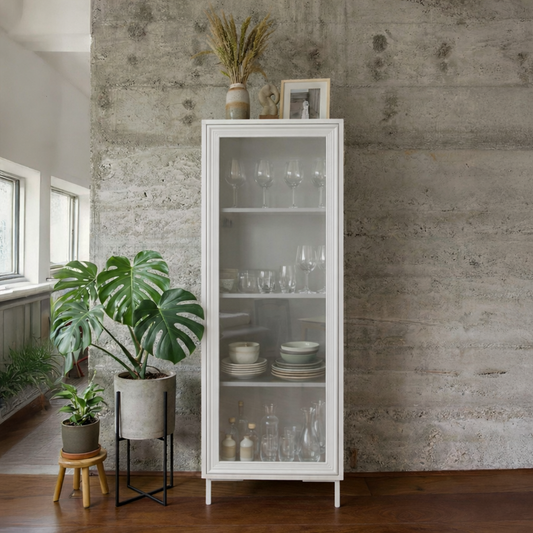 Cristaleira 1 Porta com Vidro Vitria 47 cm - Branco