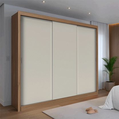 Guarda-Roupa Casal 3 Portas de Correr 8 Gavetas Montclair 275 cm - Canella c/ Off White Fosco