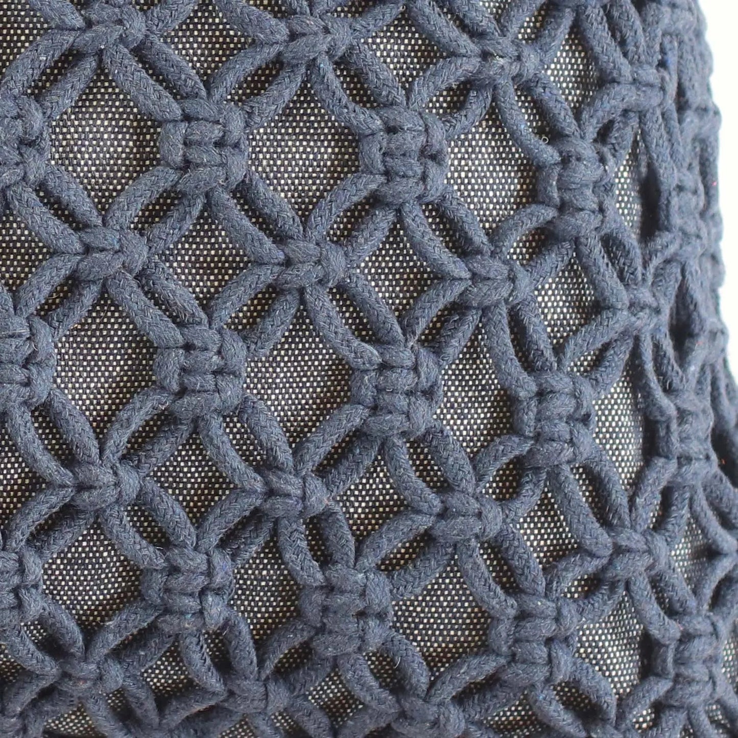 Almofada Caiada Azul Macramê  45 x 45 cm
