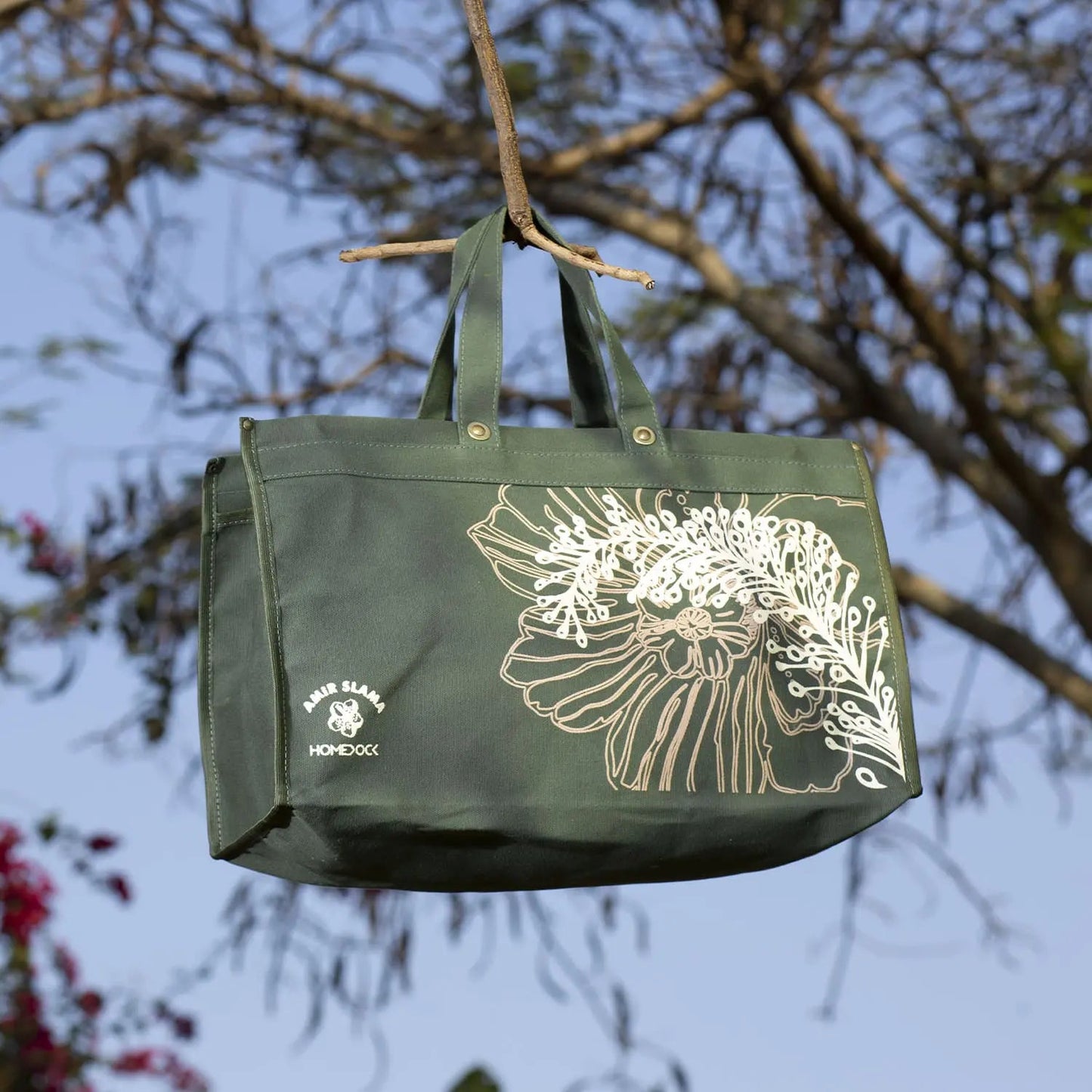 Bolsa de Lona Florear 49,5 x 49 cm - Verde c/ Off White