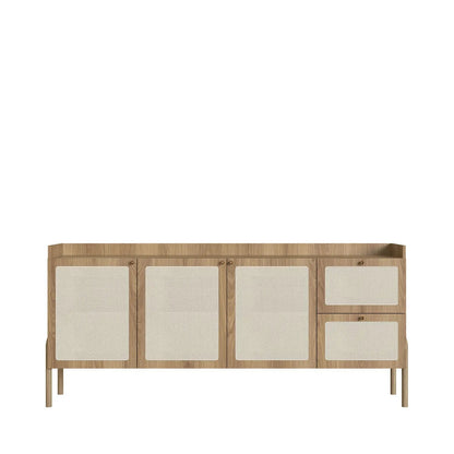 Buffet 3 Portas 2 Gavetas Ander 183 cm - Mel c/ Palhinha - Dourado