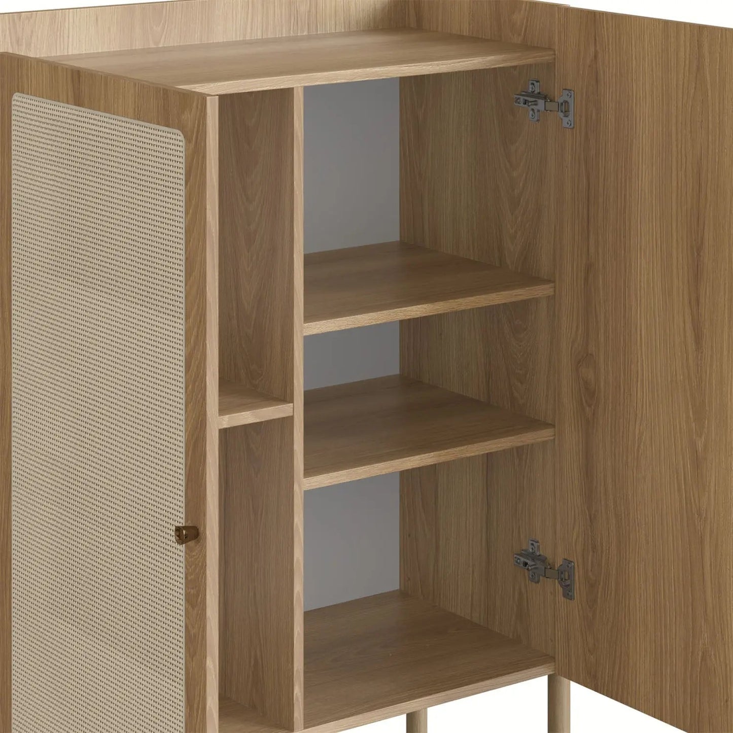 Balcão Buffet 2 Portas Ander 93 cm - Mel c/ Palhinha - Dourado