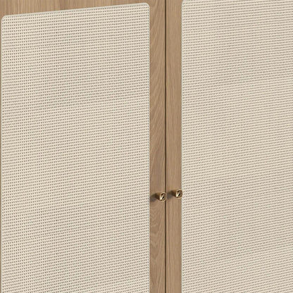 Balcão Buffet 2 Portas Ander 93 cm - Mel c/ Palhinha - Dourado