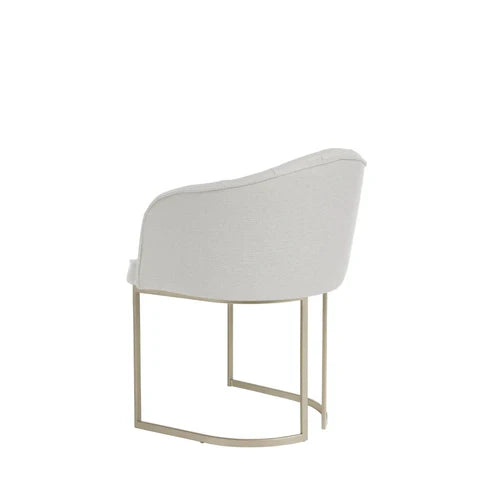 Conjunto de Jantar Mesa Redonda com Vidro Cloe 4 Cadeiras Beverly Champanhe c/ Linho Mescla Cru