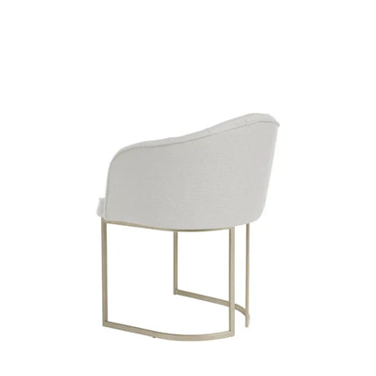 Conjunto de Jantar Mesa Redonda com Vidro Cloe 4 Cadeiras Beverly Champanhe c/ Linho Mescla Cru