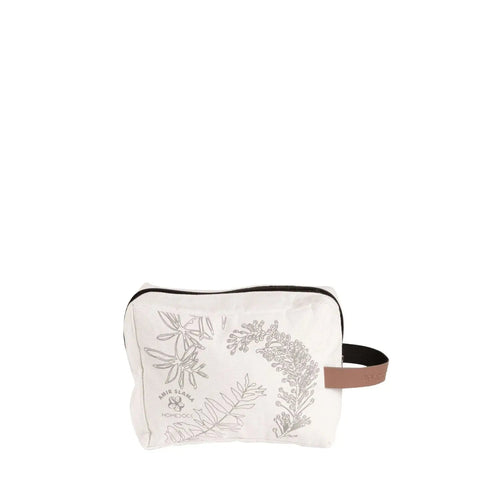 Necessaire com Alça Florear 22 x 16 cm - Lona Cru c/ Taupe