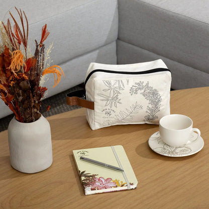 Necessaire com Alça Florear 22 x 16 cm - Lona Cru c/ Taupe