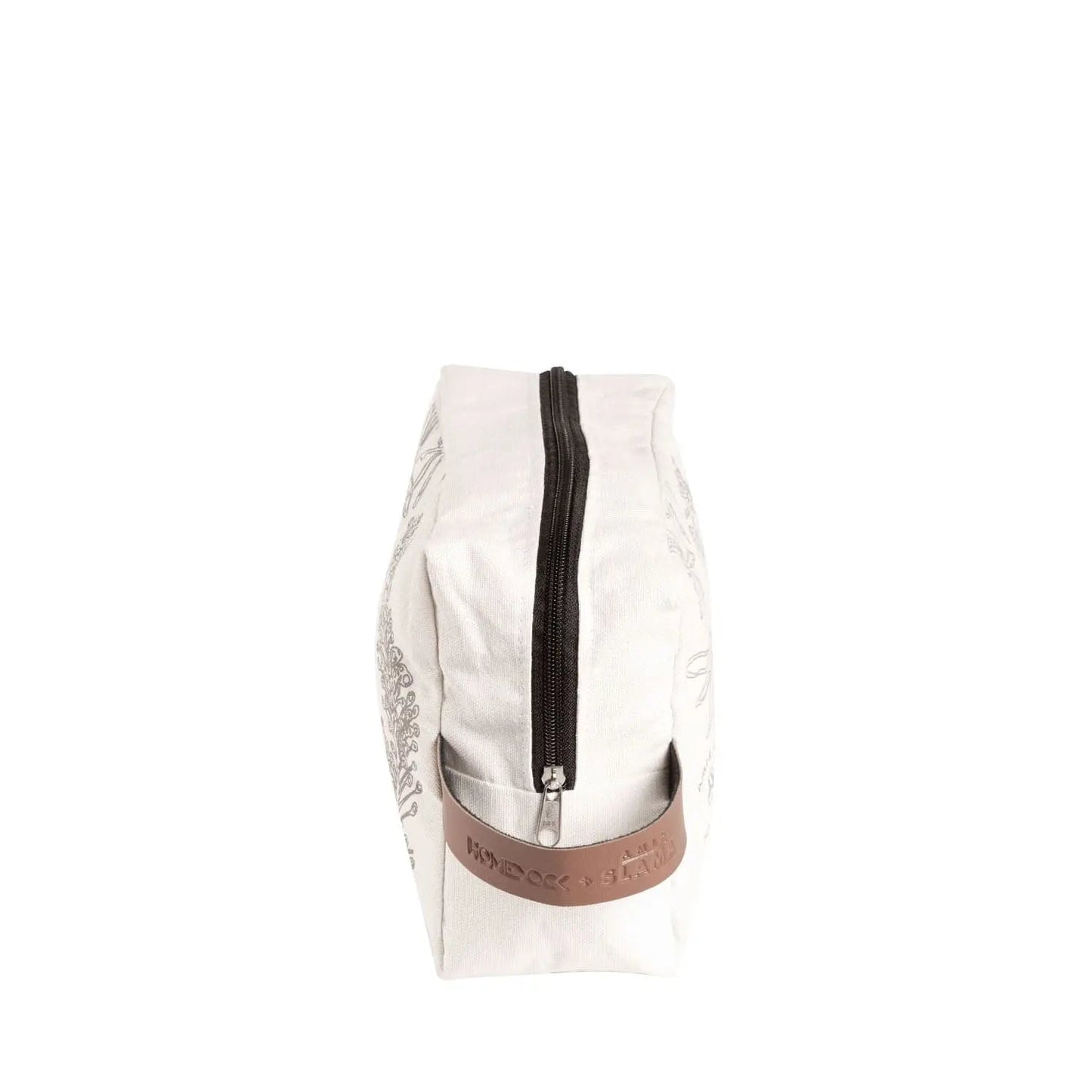 Necessaire com Alça Florear 22 x 16 cm - Lona Cru c/ Taupe