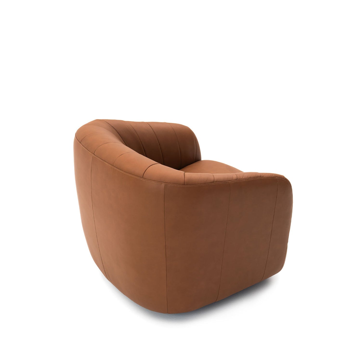 Poltrona Estofada Giratória Naga - Couro Natural Caramelo