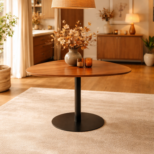 Mesa de Jantar Orgânica para 4 Lugares Kalyx 122 cm - Preto c/ Canella