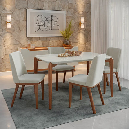 Conjunto de Jantar Mesa Retangular com Vidro Donatella 4 Cadeiras Kalina