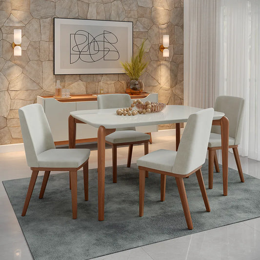 Conjunto de Jantar Mesa Retangular com Vidro Donatella 4 Cadeiras Kalina