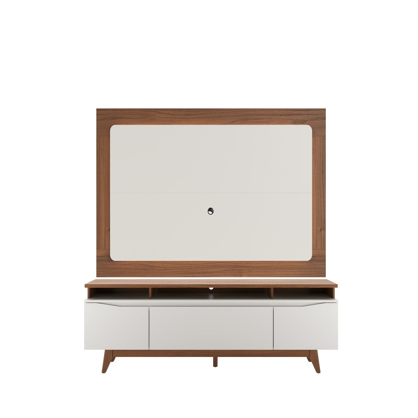 Rack Flynt com Painel Oslo para TV até 75” 3 Portas 184 cm - Canella c/ Off White Fosco