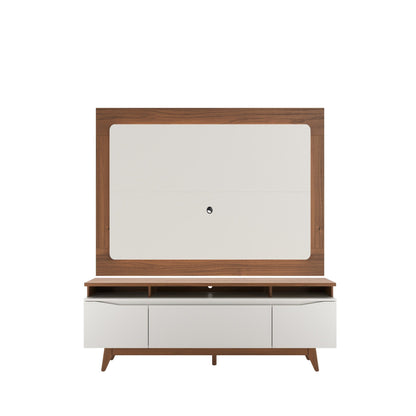 Rack Flynt com Painel Oslo para TV até 75” 3 Portas 184 cm - Canella c/ Off White Fosco