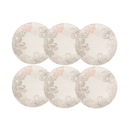 Jogo de 6 Pratos Rasos Florear - Off White