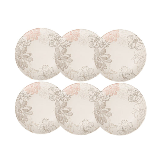 Jogo de 6 Pratos Rasos Florear - Off White
