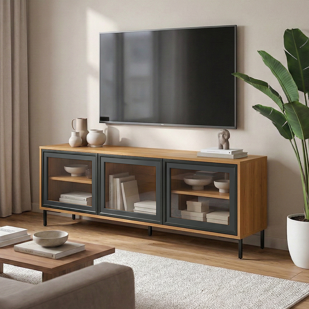 Rack para TV Até 55" 3 Portas com Vidro Vitria 135 cm