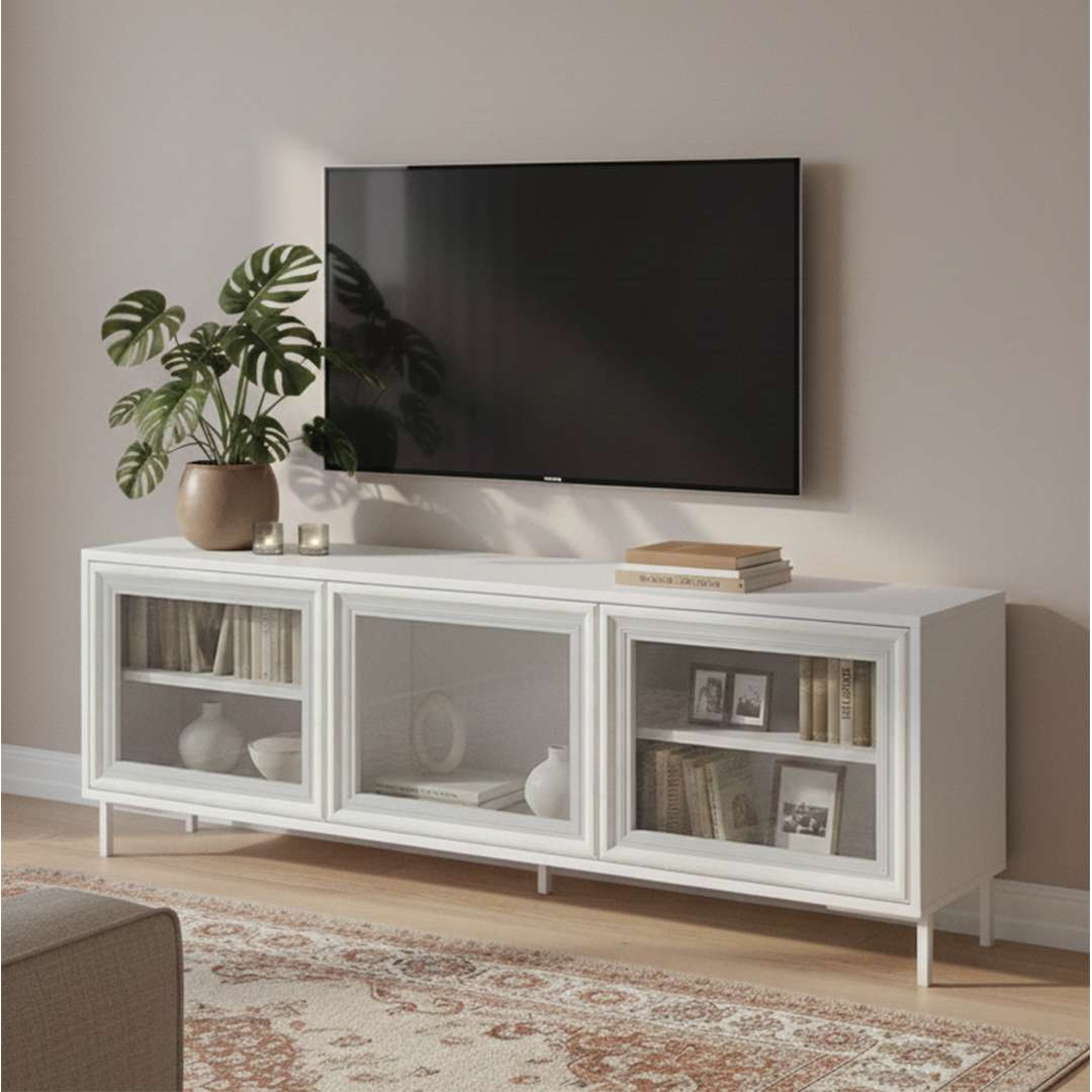 Rack para TV Até 55" 3 Portas com Vidro Vitria 135 cm