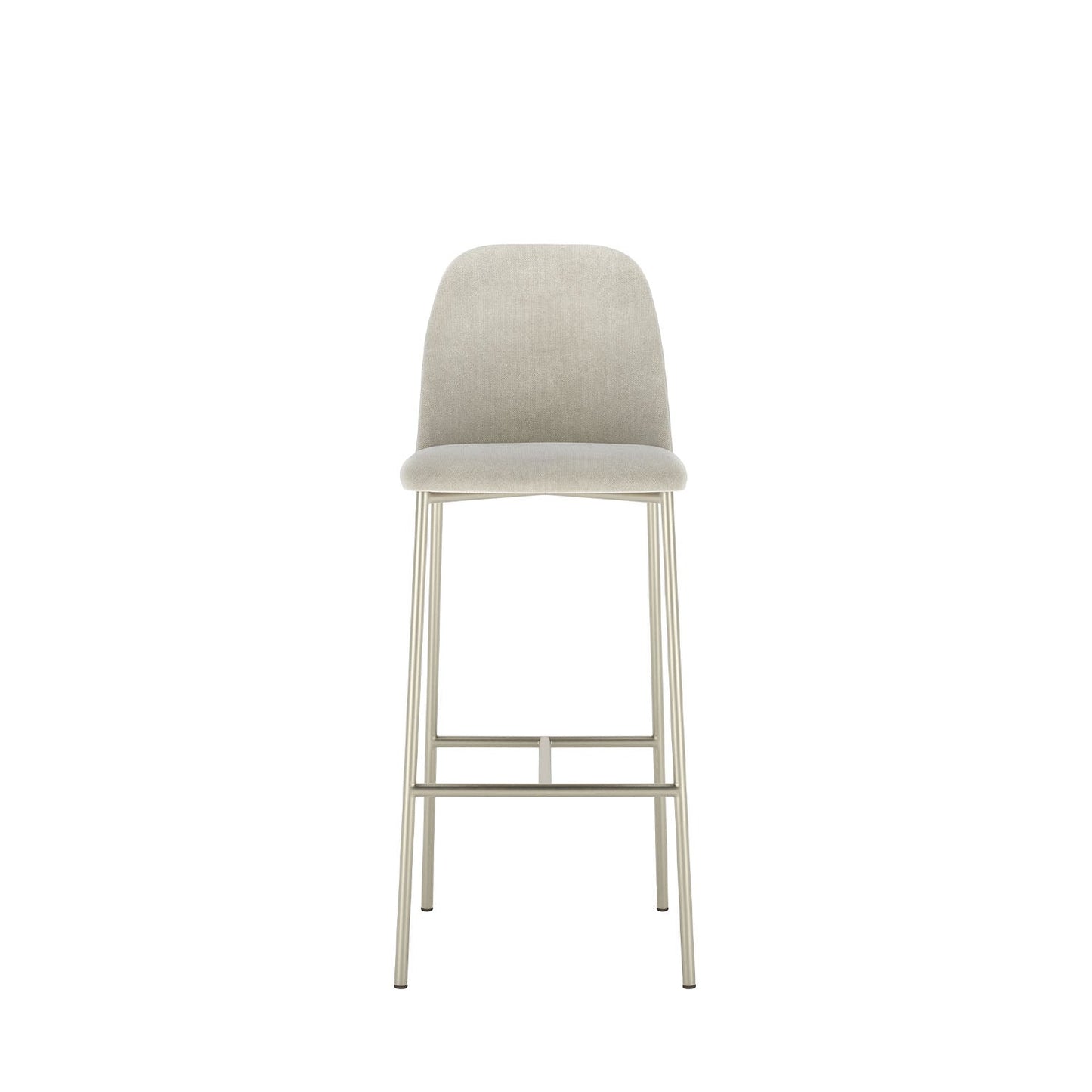 Banqueta Alta de Aço Estofada Lucille - Champanhe c/ Soft Palha