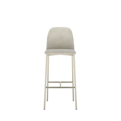 Banqueta Alta de Aço Estofada Lucille - Champanhe c/ Soft Palha