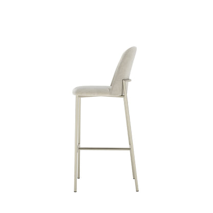 Banqueta Alta de Aço Estofada Lucille - Champanhe c/ Soft Palha