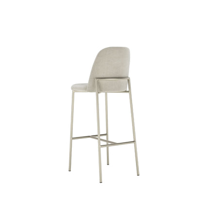 Banqueta Alta de Aço Estofada Lucille - Champanhe c/ Soft Palha