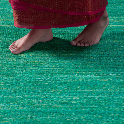 Tapete Artesanal Indiano para Sala e Quarto Shakti 200 x 300 cm - Sari Verde
