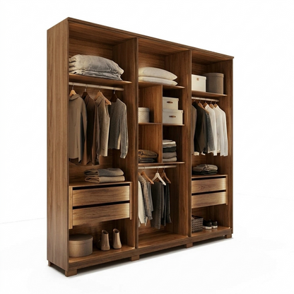 Guarda-Roupa Casal com 6 Portas Vidro Reflecta e LED 4 Gavetas Lucent 231 cm – Canella