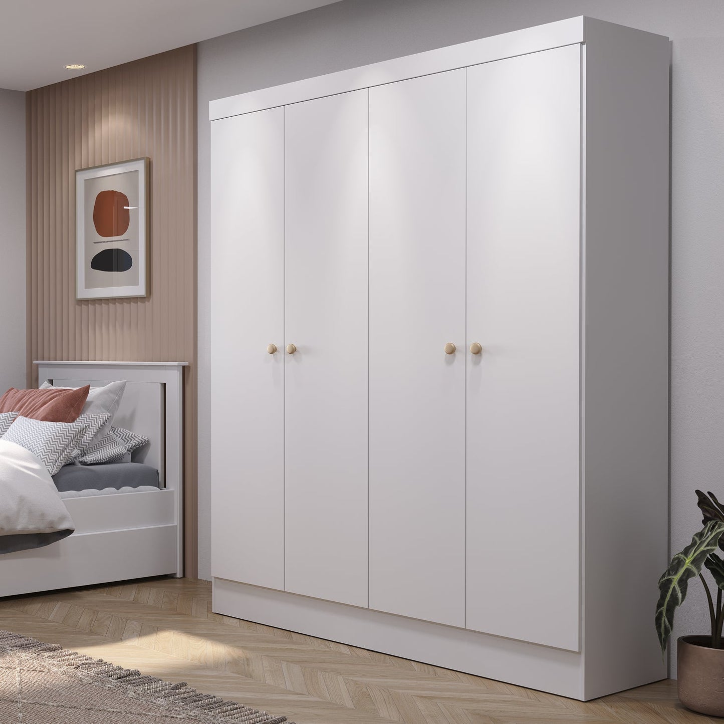 Guarda-Roupa Solteiro 4 Portas Jacob 135 cm - Branco