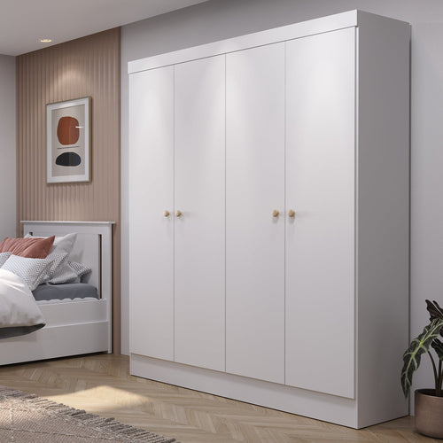 Guarda-Roupa Solteiro 4 Portas Jacob 135 cm - Branco