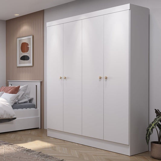 Guarda-Roupa Solteiro 4 Portas Jacob 135 cm - Branco