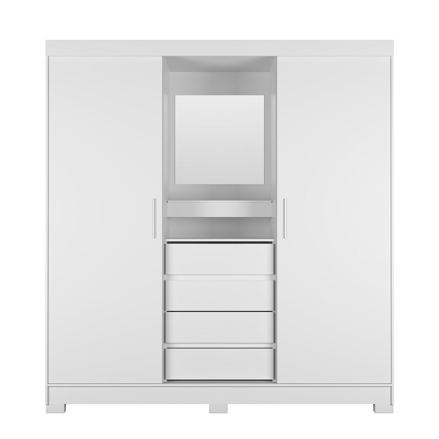 Guarda-Roupa Casal com Espelho 2 Portas de Correr 4 Gavetas Finley 184 cm