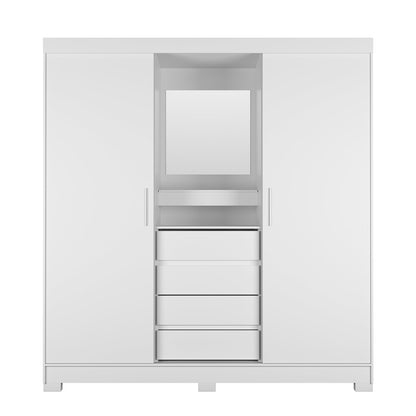 Guarda-Roupa Casal com Espelho 2 Portas de Correr 4 Gavetas Finley 184 cm