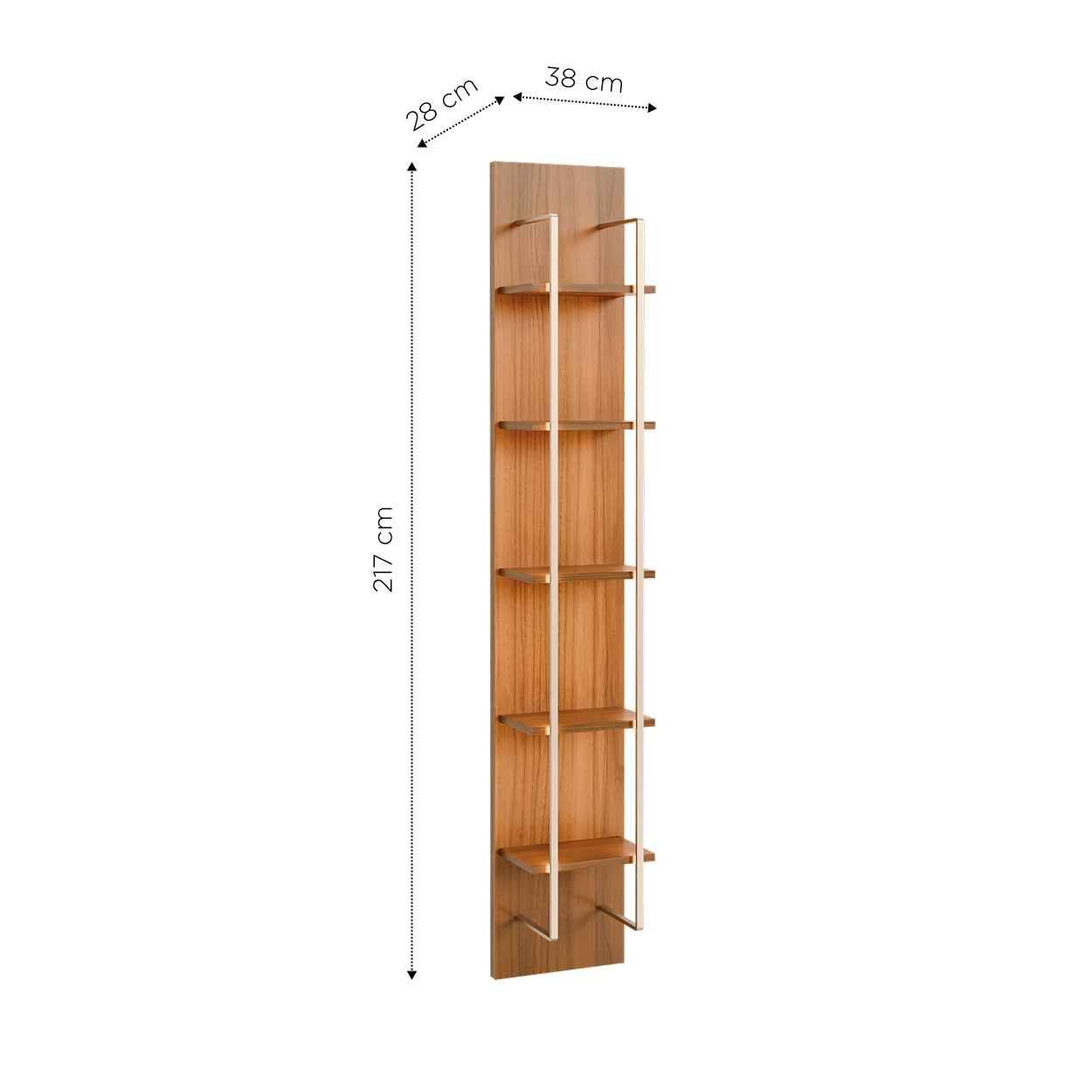 Rack com Painel para TV até 85" 11 Prateleiras e LED Neon Float 291cm - Canella c/ Champanhe